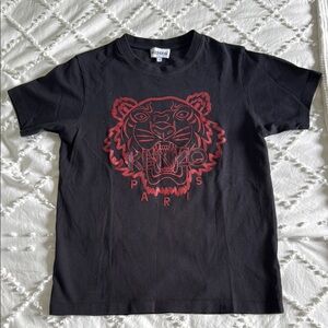 Kenzo Black T-Shirt with Red Tiger Print